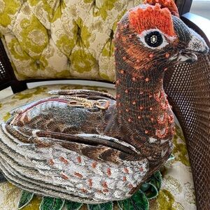 John Derian Grouse Pillow converted to shoulder purse